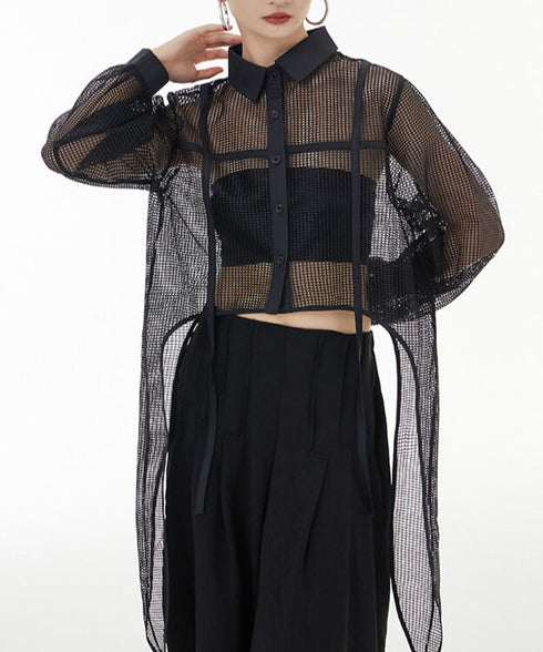 Side Long Mesh Blouse
