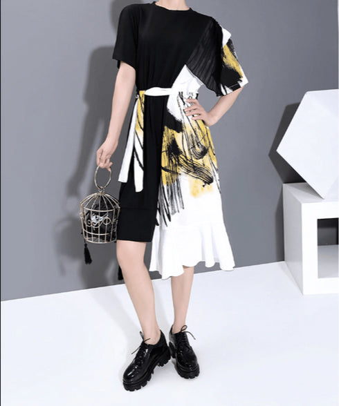 half wrap brushstroke dress