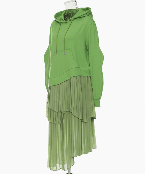 Pleated Hoodie Dress