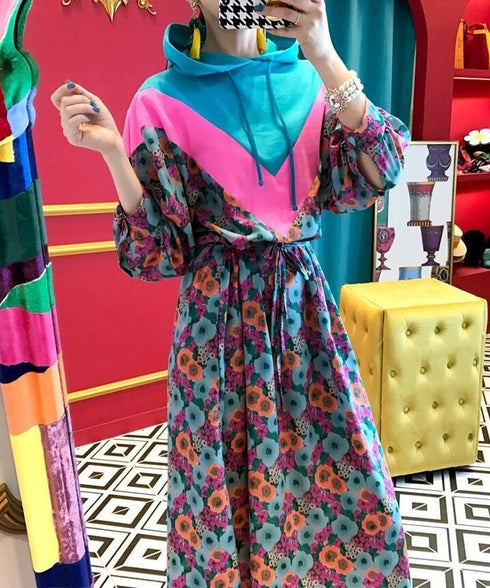 Floral Hoodie Dress