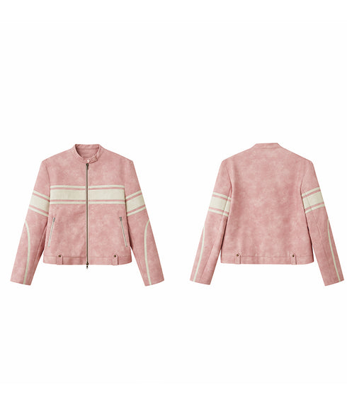Color Block Faux Leather Jacket