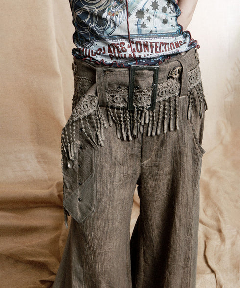 Tassel Belt Lantern Pants