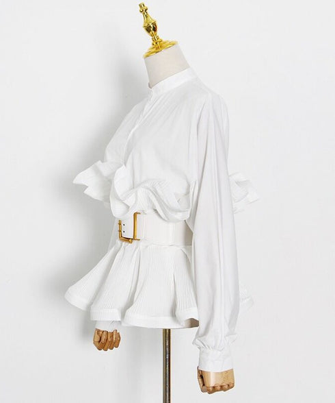 Pleated Peplum Blouse