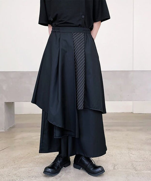 Layered Pleated Wide Pants