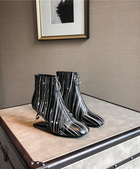 Stripe Zip Ankle Boots