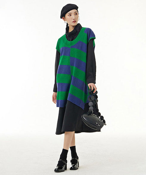 Wavy Stripe Oversized Knit Vest