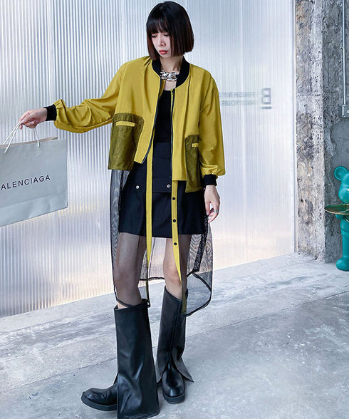 網狀開關拉鍊開襟衫