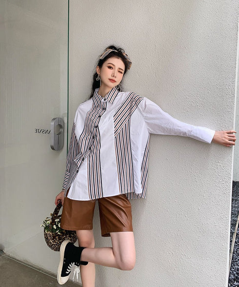 Striped Switching Blouse