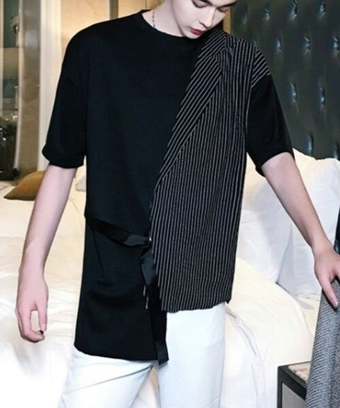 Half Stripe Panel T-Shirt