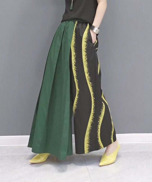 Wave Line Printed Wide Pants