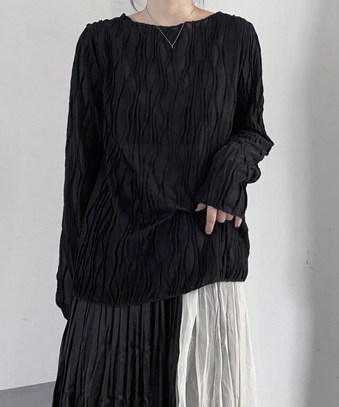 Ripple-fabric Long Sleeve T-shirt