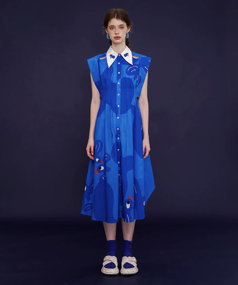 Blue Bird Flare Dress