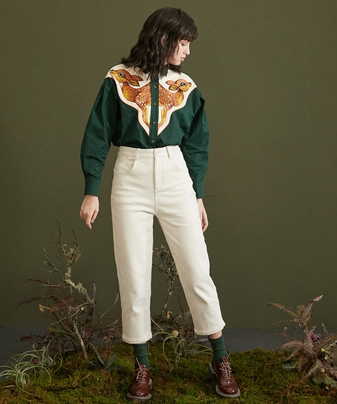Deer Embroidery Blouse