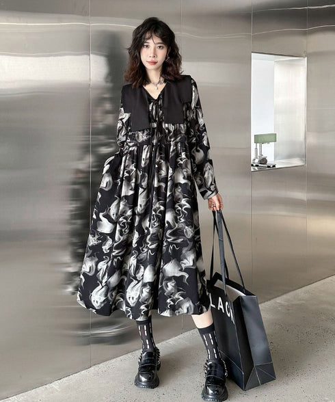 Smoke Marble Flare Dress