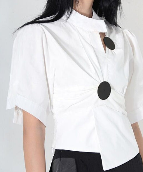 Circle Accent Asymmetric Blouse