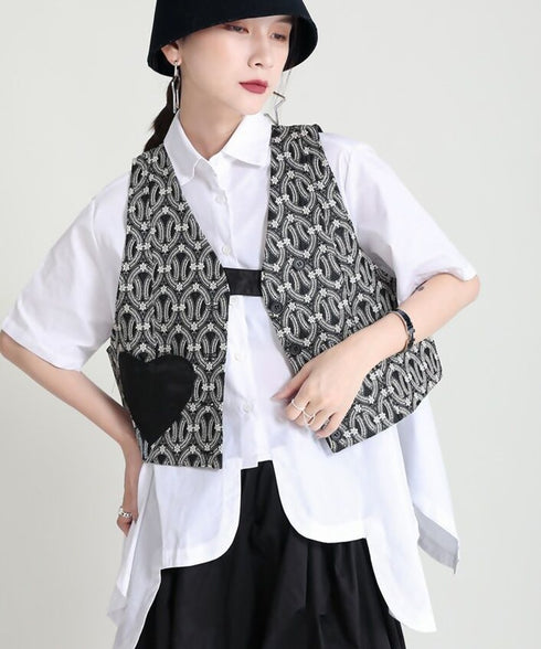 Heart Pocket Jacqard Vest