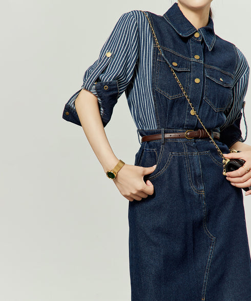 Faux Layered Denim Dress