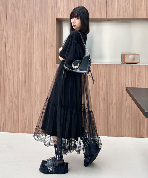 Mesh Layered Flare Dress