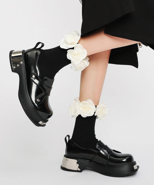 Metal Plate Platform Loafers