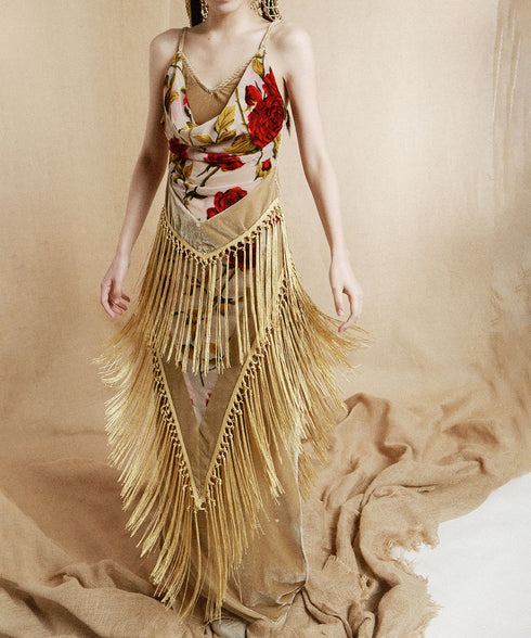 Flower Layered Tassel Skirt