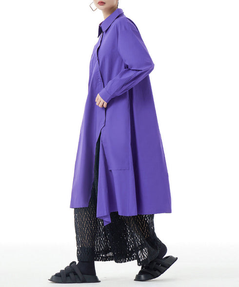 Diagonal Button Long Blouse