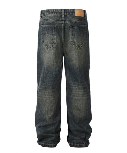 English Letter Print Denim Pants