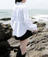 white pleated loose blouse