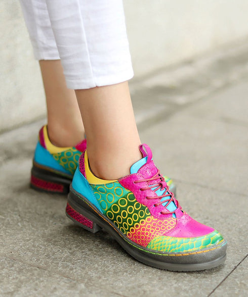 Pop Color Patchwork Derby Shoes