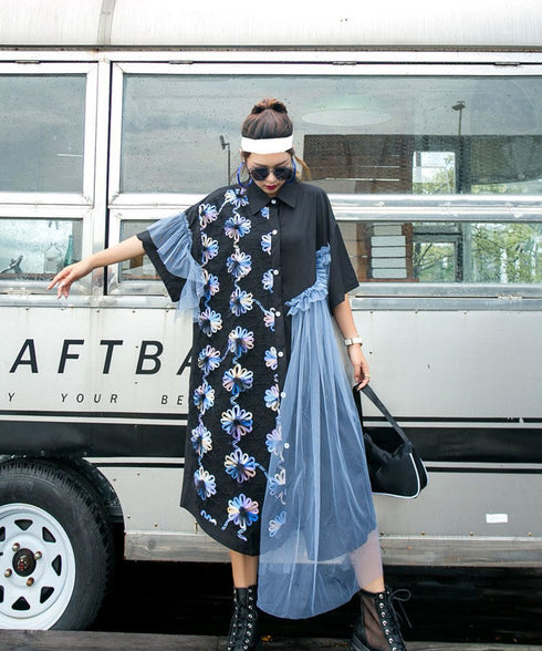 Gradation Flower Short Sleeve Dress