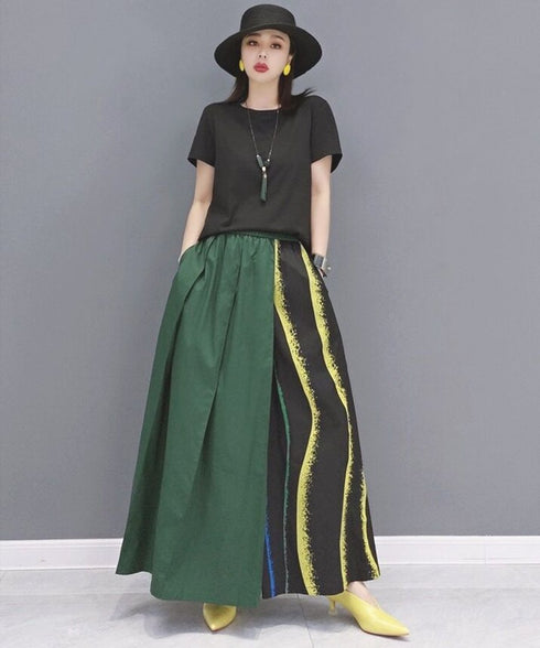Wave Line Printed Wide Pants