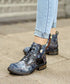 Vintage Patchwork Daisy Combat Boots