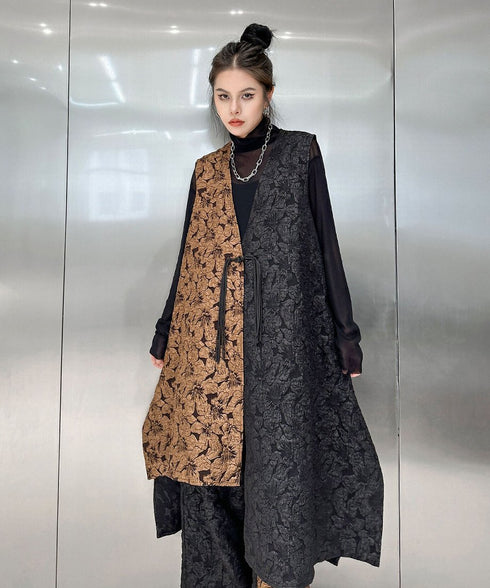 Ripple-fabric Vest&Pants Co-ord