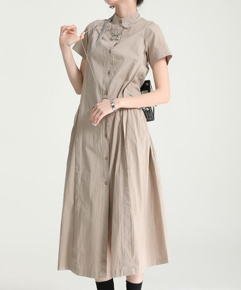 Asymmetric Button Minimal Dress