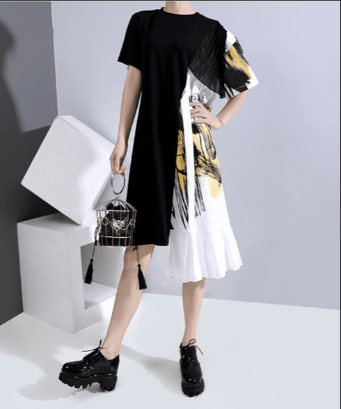 half wrap brushstroke dress