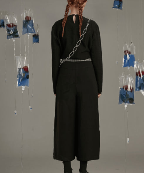 Side Slit Layered Check Insert Skirt