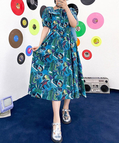 Retro Cassette Print Dress
