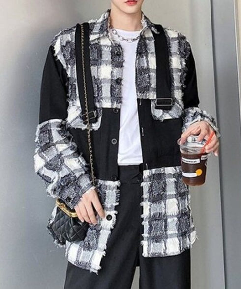 Fringe Check Combination Jacket