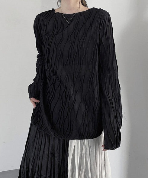 Ripple-fabric Long Sleeve T-shirt