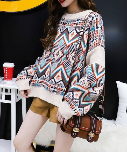Tribal Geometric Knit Sweater