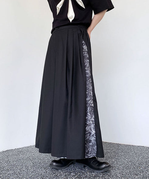 Side Panel Pleated Wide Pants