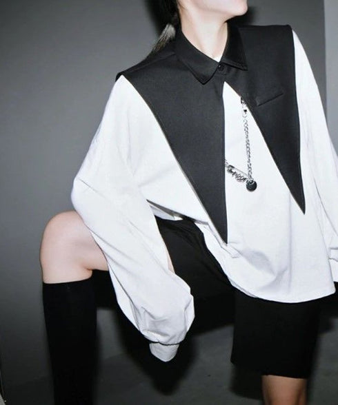 False Collar & Peasant Sleeve Top Co-ord