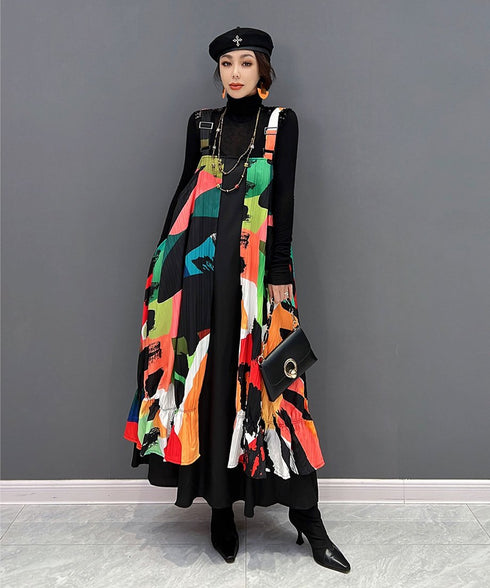 Blur Strap Belt Dress