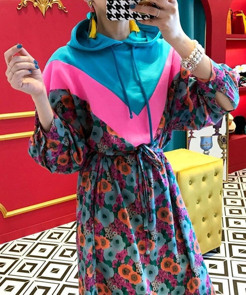 Floral Hoodie Dress
