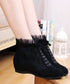 Lace Mesh Ribbon Flat Boots
