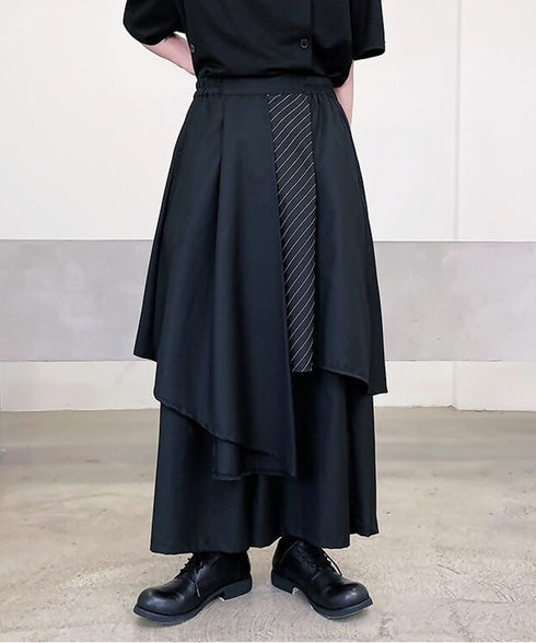 Layered Pleated Wide Pants