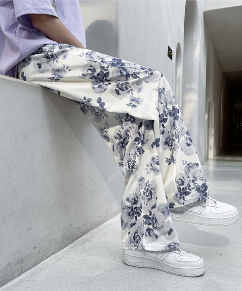 Flower Print Wide Pants