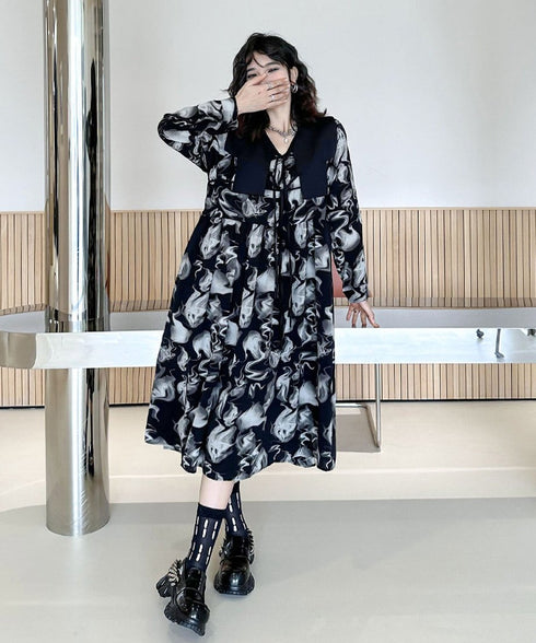 Smoke Marble Flare Dress