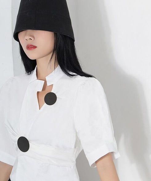 Circle Accent Asymmetric Blouse