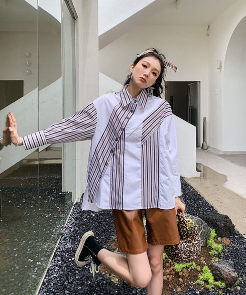 Striped Switching Blouse