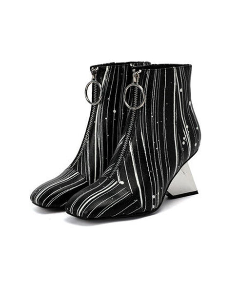 Stripe Zip Ankle Boots